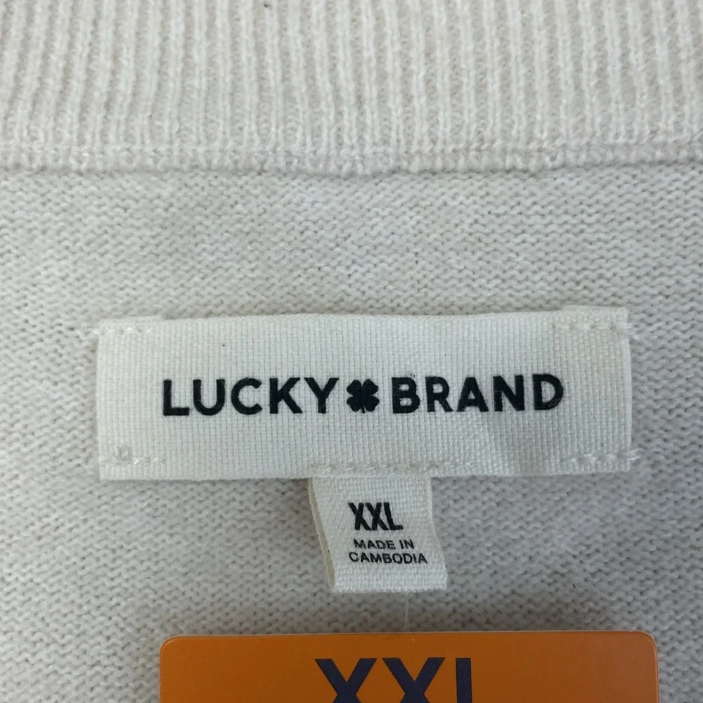 Lucky Brand Women's XXL Pullover V-Neck Sweater Natural H0395 - Picture 5 of 8
